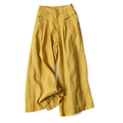 Damen Hose mit Hohem Bund und Weitem Bein