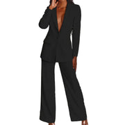 Damen Hosenanzug mit Longblazer und weitem Bein