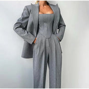 Damen Hosenanzug Set mit Korsett und Blazer