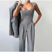 Damen Hosenanzug Set mit Korsett und Blazer