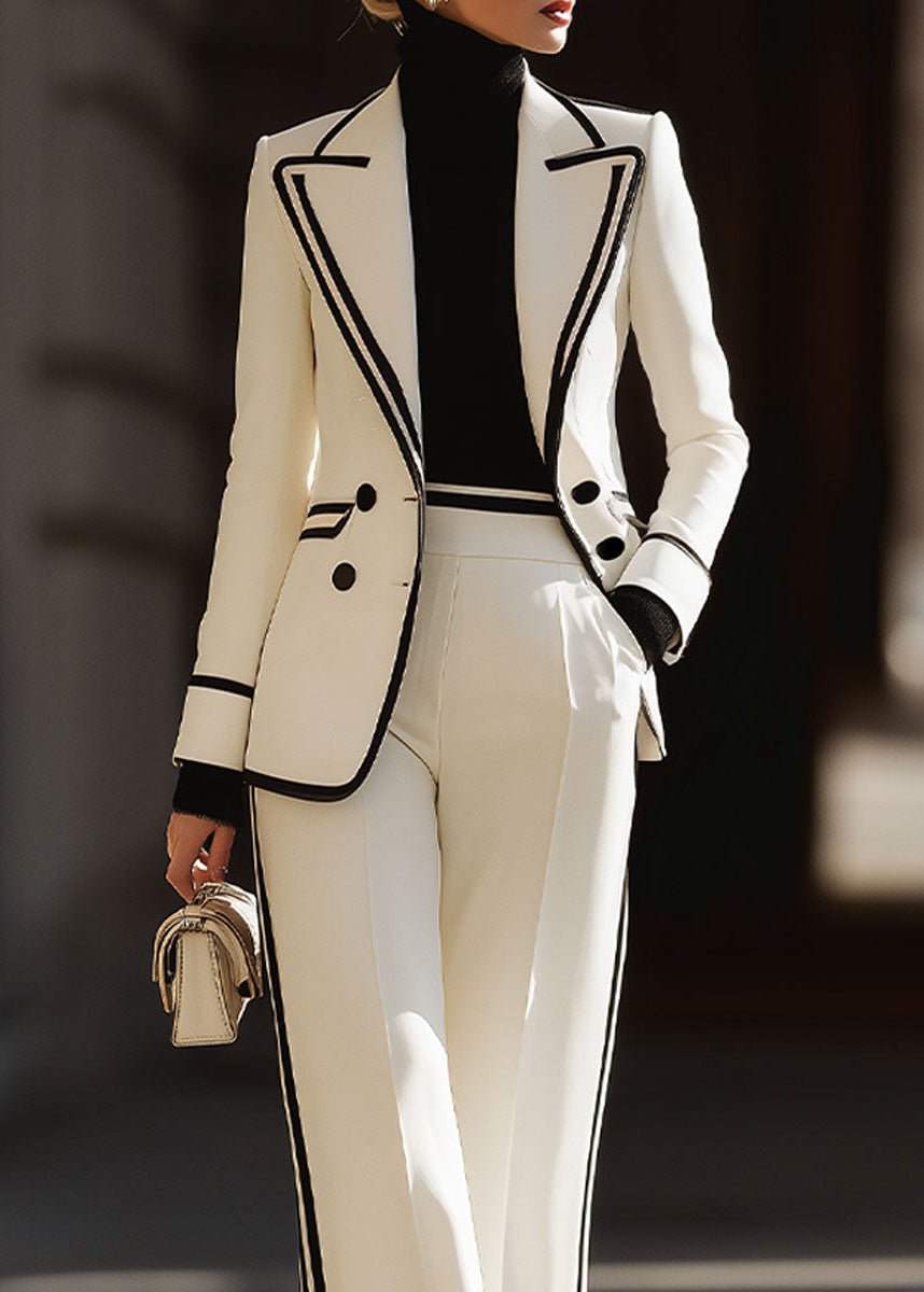 Clara | Damen Hosenanzug Zweiteiler Blazer Kontrastpaspel Business