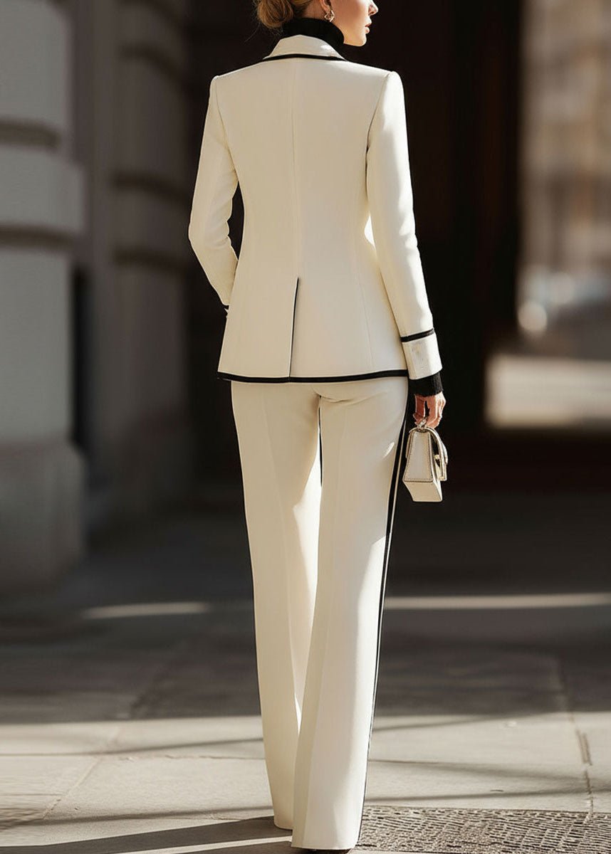 Clara | Damen Hosenanzug Zweiteiler Blazer Kontrastpaspel Business