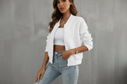 Damen Jacke mit Reißverschluss und Rundhalsausschnitt