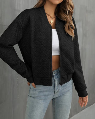 Damen Jacke mit Reißverschluss und Rundhalsausschnitt