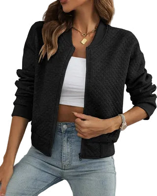 Damen Jacke mit Reißverschluss und Rundhalsausschnitt