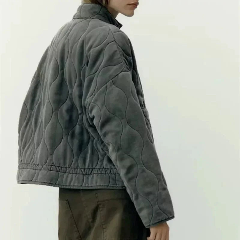 Damen Jacke mit Stehkragen und Taschendetails