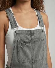 Damen Jeans-Latzhose mit Brusttasche und verstellbaren Trägern