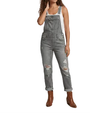Damen Jeans-Latzhose mit Brusttasche und verstellbaren Trägern