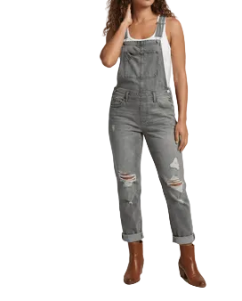 Damen Jeans-Latzhose mit Brusttasche und verstellbaren Trägern