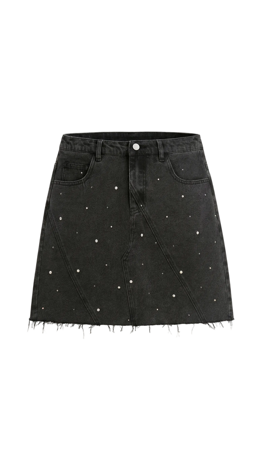 Damen Jeans Minirock mit Frontpaneelen, Knopfverschluss und offenem Saum