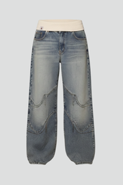 Damen Jeanshose mit weitem Bein und elastischem Bund