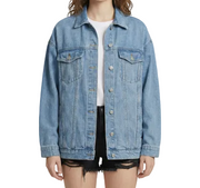 Damen Jeansjacke mit Knopfleiste und Pattentaschen im oberen Bereich