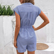 Damen Jumpsuit mit Knopfleiste und Taillenband