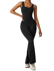 Damen Jumpsuit mit offenem Rücken und ausgestelltem Bein
