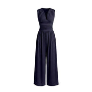 Damen-Jumpsuit mit V-Ausschnitt und weitem Bein
