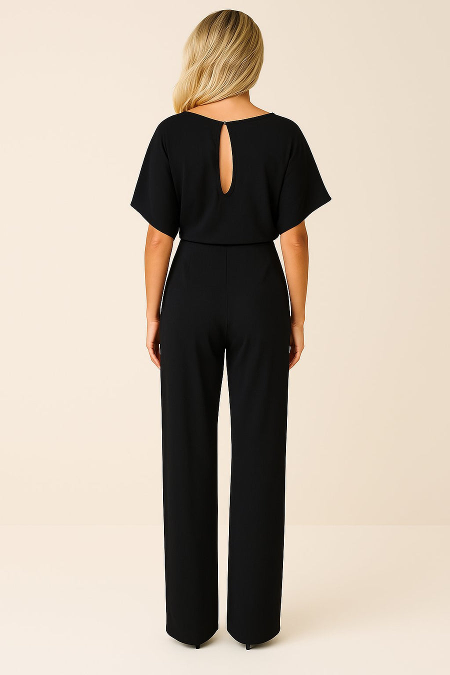 Marie | Damen Jumpsuit Ärmellos Weites Bein Bindegürtel