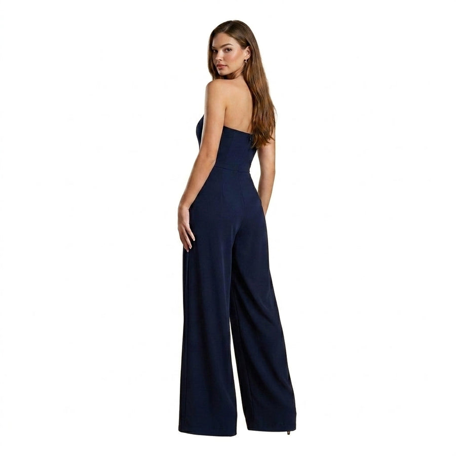 Damen-Jumpsuit trägerlos mit weitem Bein und Faltenlegung