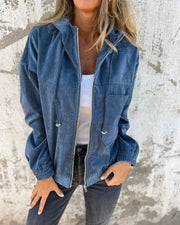 Casual Damen Zip-Up Hoodie mit Kordelzug