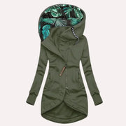 Damen Kapuzenjacke mit tropischem Innenfutter und Asymmetrischem Reißverschluss