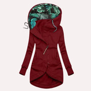 Damen Kapuzenjacke mit tropischem Innenfutter und Asymmetrischem Reißverschluss