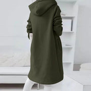 Damen Langes Kapuzenjacke mit Reißverschluss und Taschen