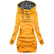 Damen Hoodie mit Herzlinienmuster und Kängurutasche