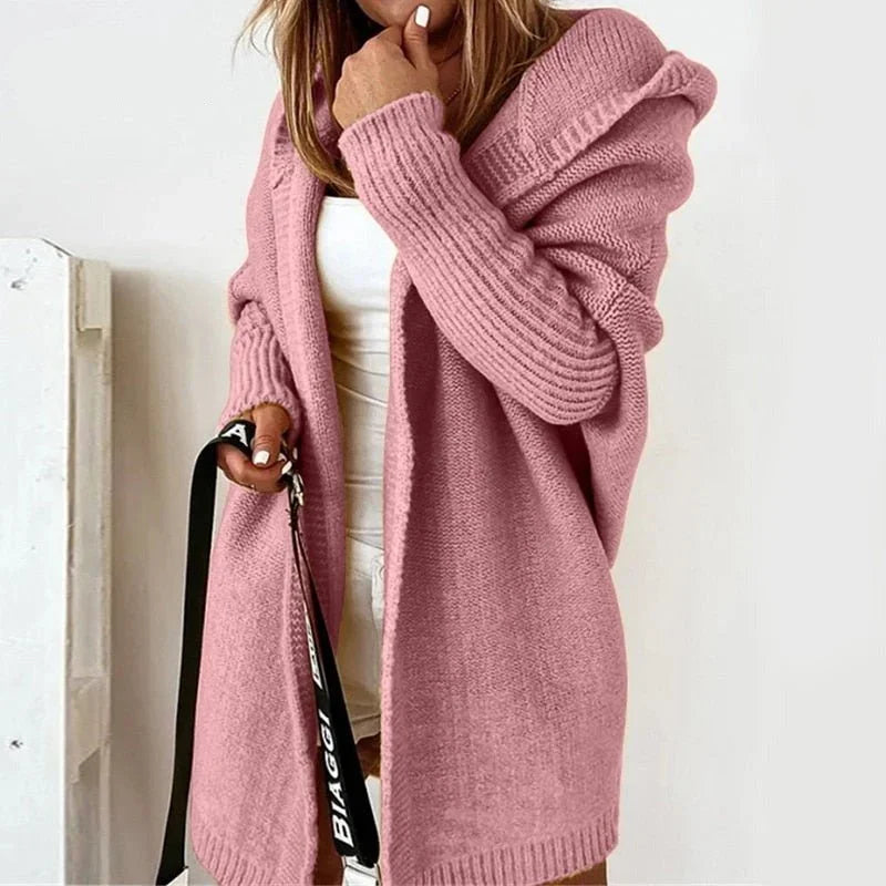 Oversize Damen Strickjacke mit Kapuze