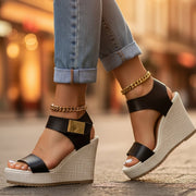 Frieda | Damen Keilabsatz Sandalen Orthopädisch Plattform Knöchel