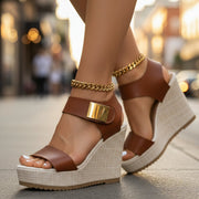 Frieda | Damen Keilabsatz Sandalen Orthopädisch Plattform Knöchel