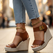 Frieda | Damen Keilabsatz Sandalen Orthopädisch Plattform Knöchel