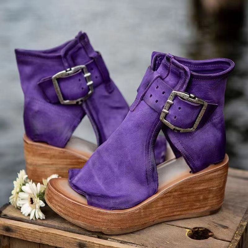 Luisa | Damen Keilsandalen mit Schnallenverschluss und Plateau