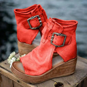 Luisa | Damen Keilsandalen mit Schnallenverschluss und Plateau