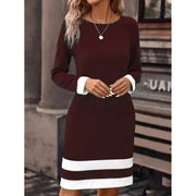 Minikleid für Damen mit kontrastierenden Streifen und langen Ärmeln