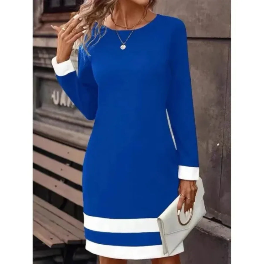 Minikleid für Damen mit kontrastierenden Streifen und langen Ärmeln