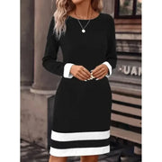 Minikleid für Damen mit kontrastierenden Streifen und langen Ärmeln