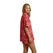 Damen Kurzarmhemd und Shorts Set mit abstraktem Muster