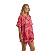 Damen Kurzarmhemd und Shorts Set mit abstraktem Muster