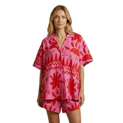Damen Kurzarmhemd und Shorts Set mit abstraktem Muster