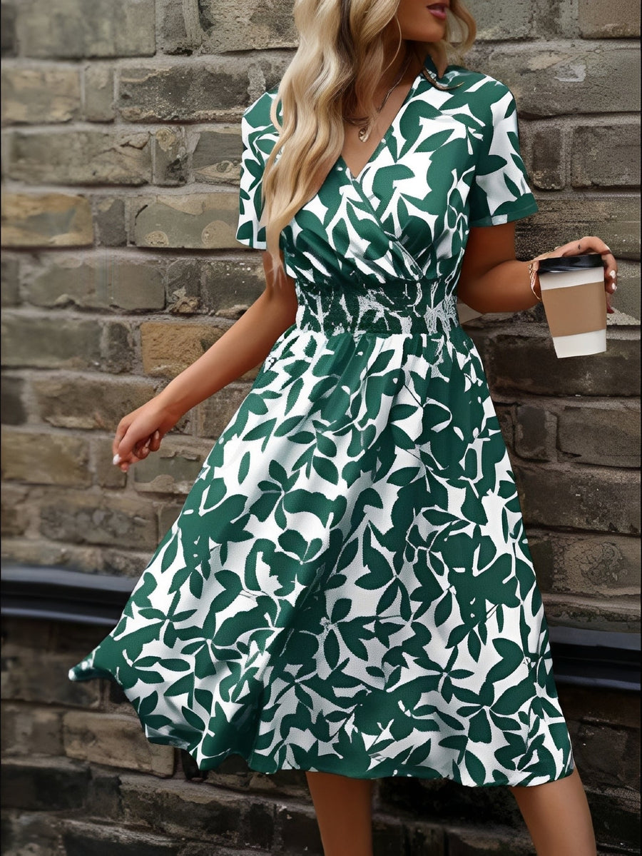 Damen Kurzkleid ohne Ärmel mit V-Ausschnitt und gestuftem Rock