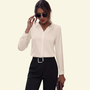 Damen Langarm Bluse mit Kragen und verdeckter Knopfleiste