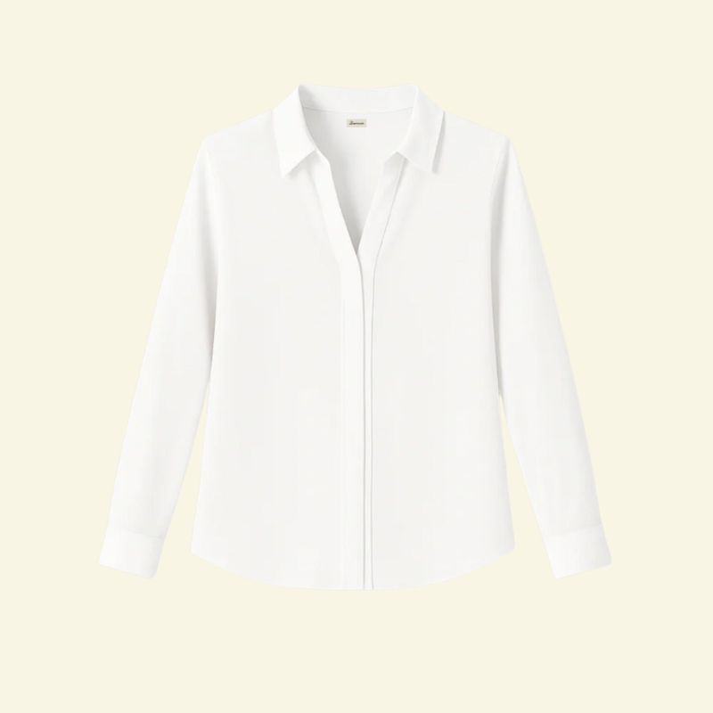 Damen Langarm Bluse mit Kragen und verdeckter Knopfleiste