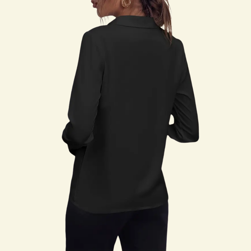 Damen Langarm Bluse mit Kragen und verdeckter Knopfleiste