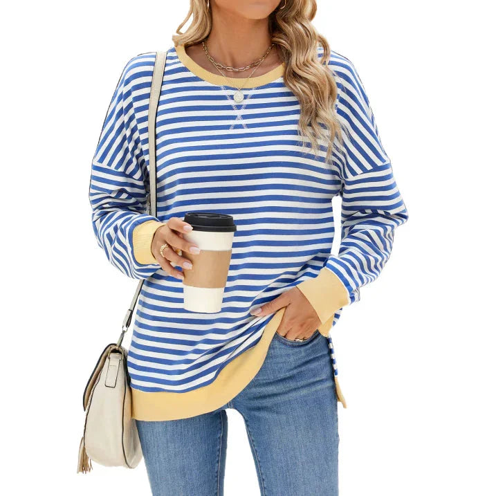 Oversized Sweatshirt für Damen mit Streifenmuster