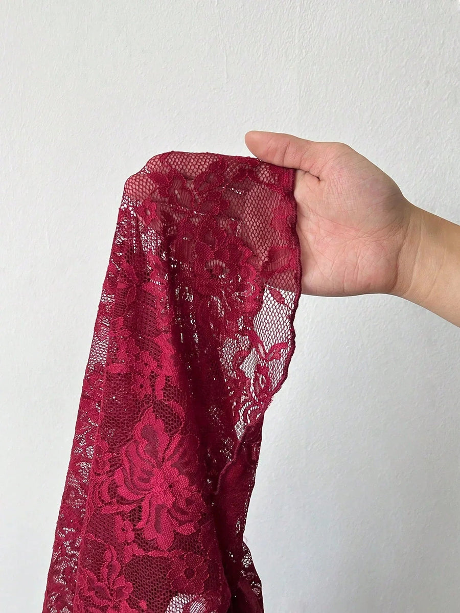 Damen Langarmshirt aus Spitze mit Stehkragen