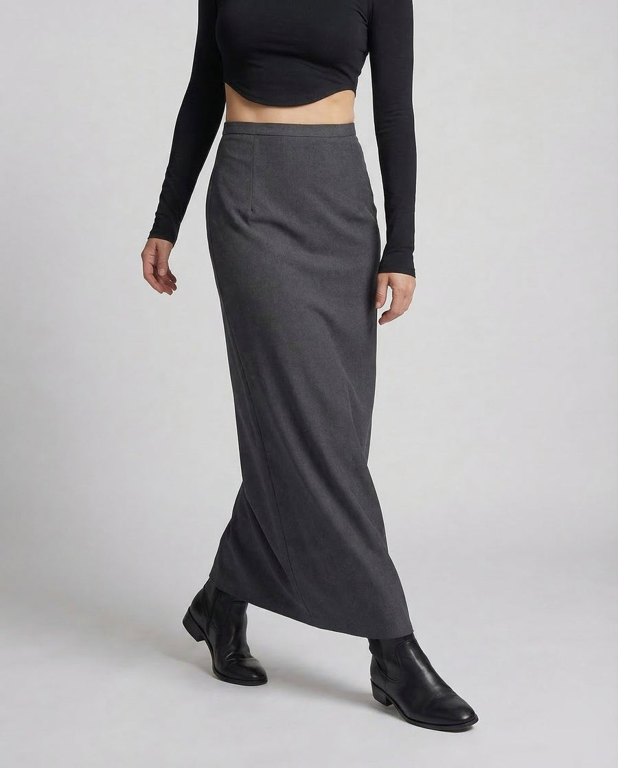 Damen langer Rock mit hohem Bund und gerader Silhouette