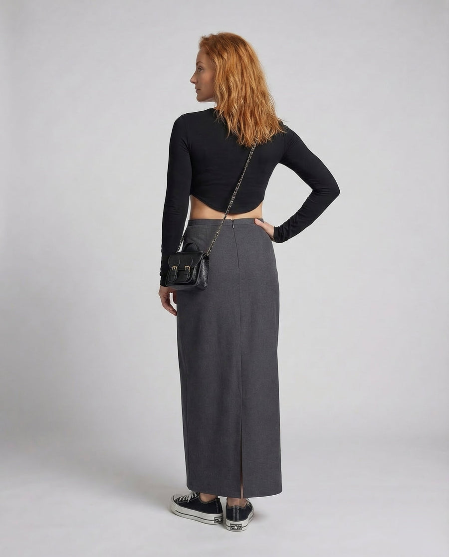 Damen langer Rock mit hohem Bund und gerader Silhouette