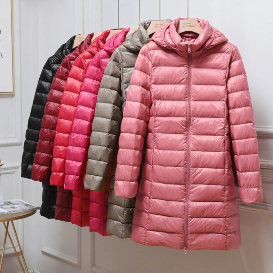 Damen Leichte Daunenjacke mit Kapuze