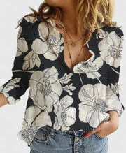 Frieda | Damen Leinen Bluse Knopfleiste Lapel Kragen Entspannt