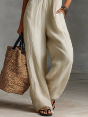 Sophie | Damen Leinen Ärmellos Stickerei Jumpsuit