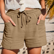 Nora | Damen Leinen Shorts mit Kordelzug Relaxed-Fit Seitentaschen